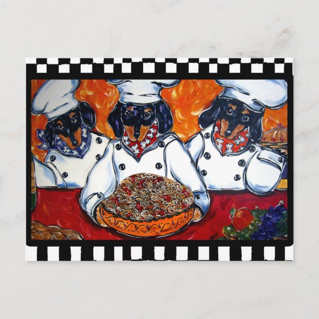 Cartão Postal Dachshund Chefs (Frente)