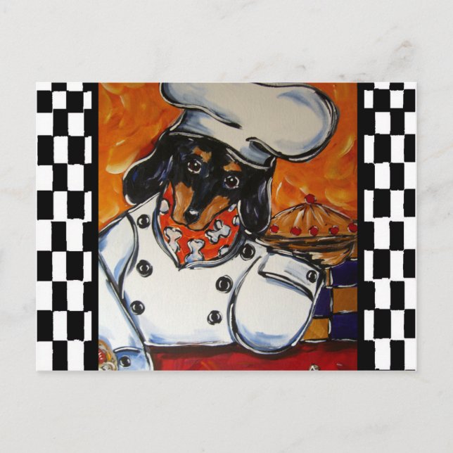 Cartão Postal Dachshund Chefs (Frente)