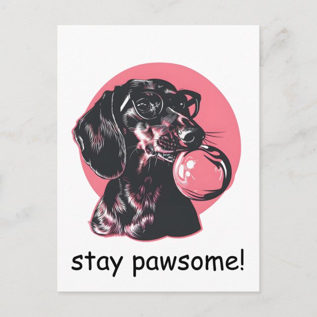 Cartão Postal Dachshund com óculos e pastilha elástica personali (Frente)