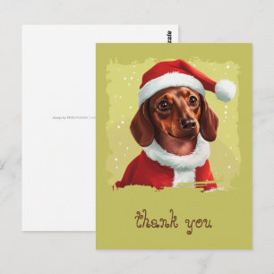 Cartão Postal Dachshund Com Roupa De Papai Noel - Natal 1