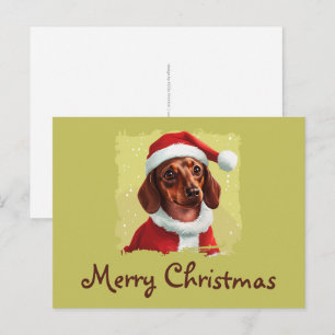 Cartão Postal Dachshund Com Roupa De Papai Noel - Natal 1