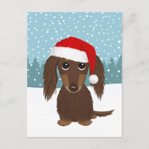 Cartão Postal Dachshund de Chocolate Férias Pet Cão Personalizad