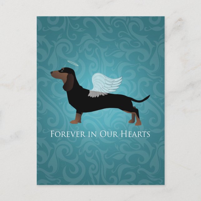 Cartão Postal Dachshund - Design Memorial Pet Loss (Frente)