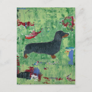 Cartão Postal Dachshund Difts Wiener Dog Modern Abstrato Art