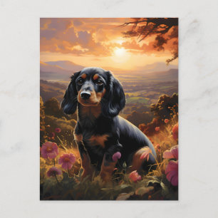 Cartão Postal Dachshund Em Dusk