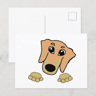 Cartão Postal dachshund fawn e tan peeking cartoon
