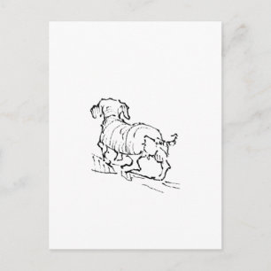Cartão Postal Dachshund Feliz – Ilustração de Cachorro Salsicha