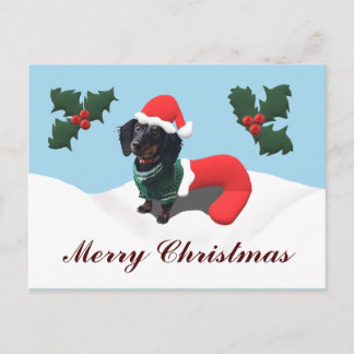 Cartão Postal Dachshund Felry Natal