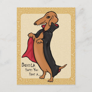 Cartão Postal Dachshund Halloween Vampire