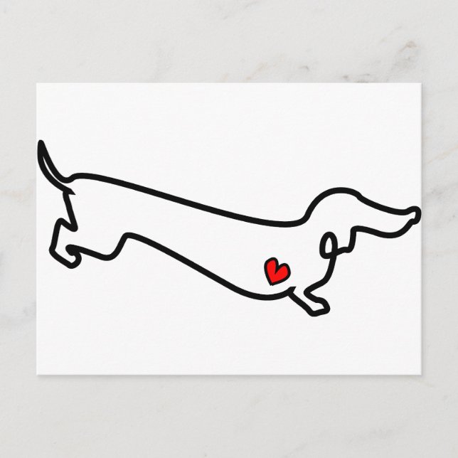 Cartão Postal Dachshund Heart (Frente)