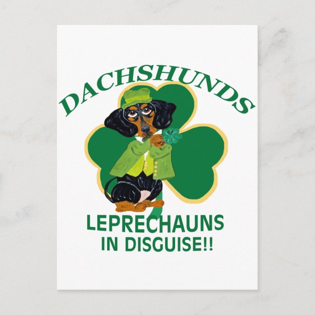 CARTÃO POSTAL DACHSHUND LEPRECHAUN (Frente)