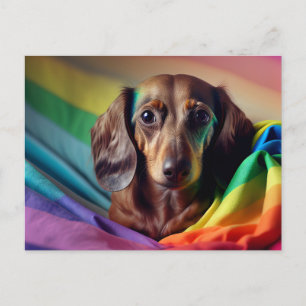 Cartão Postal Dachshund no Cartão-postal do Sinalizador do Arco-