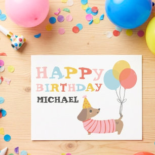 Cartão Postal Dachshund Personalizado Feliz Aniversário