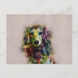 Cartão Postal Dachshund Puppy Sketch Paint