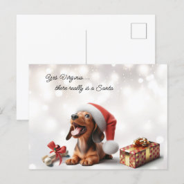 Cartão Postal Dachshund Puppy Surpresa de Natal