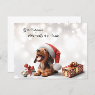 Cartão Postal Dachshund Puppy Surpresa de Natal
