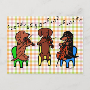 Cartão Postal Dachshund String Trio