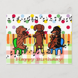 Cartão Postal Dachshund String Trio Birthday