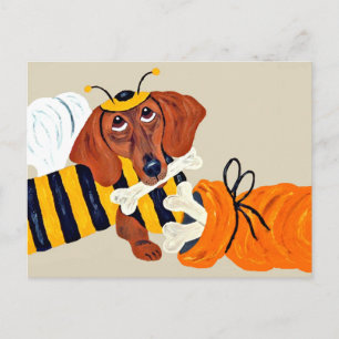 Cartão Postal Dachshund Trick Ou Tratar