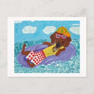 Cartão Postal Dachshund Vagabundo de Praia