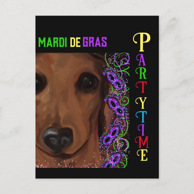 Cartão Postal Dachshund Vermelho (Frente)