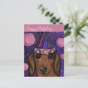 Cartão Postal Dachshund Vermelho