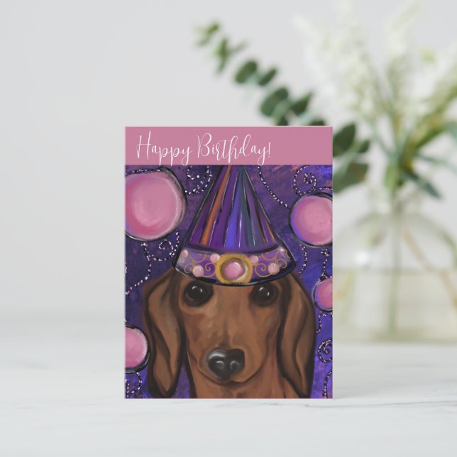 Cartão Postal Dachshund Vermelho         (Em pé/Frente)