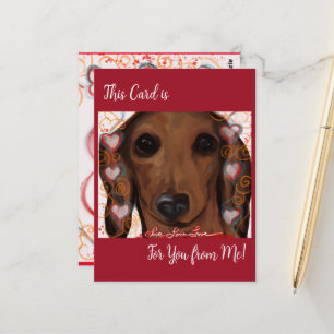 CARTÃO POSTAL DACHSHUND VERMELHO          