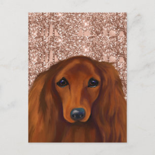 CARTÃO POSTAL DACHSHUND VERMELHO
