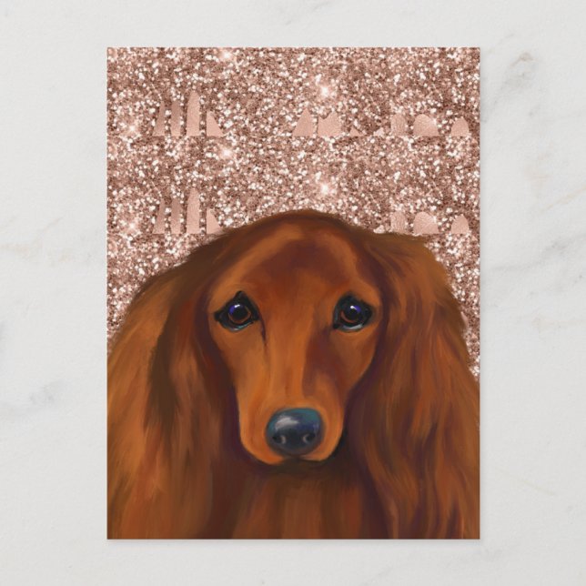 CARTÃO POSTAL DACHSHUND VERMELHO (Frente)