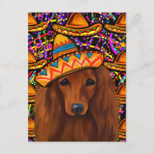 CARTÃO POSTAL DACHSHUND VERMELHO