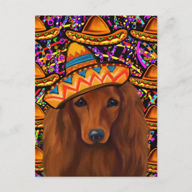 CARTÃO POSTAL DACHSHUND VERMELHO (Frente)