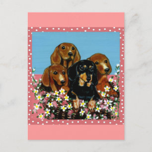 Cartão Postal Dachshunds do Dia das Mães