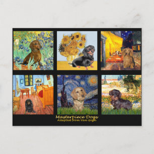 Cartão Postal Dachshunds Obra-Prima Composta