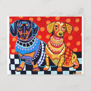 Cartão Postal Dachshunds por Heather Galler