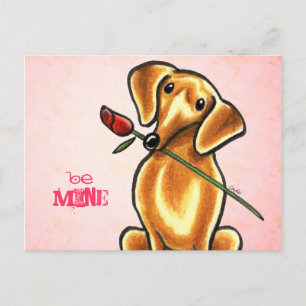 Cartão Postal Dachsund Rosa Be Mine Off-Leash Art™ Personalizado