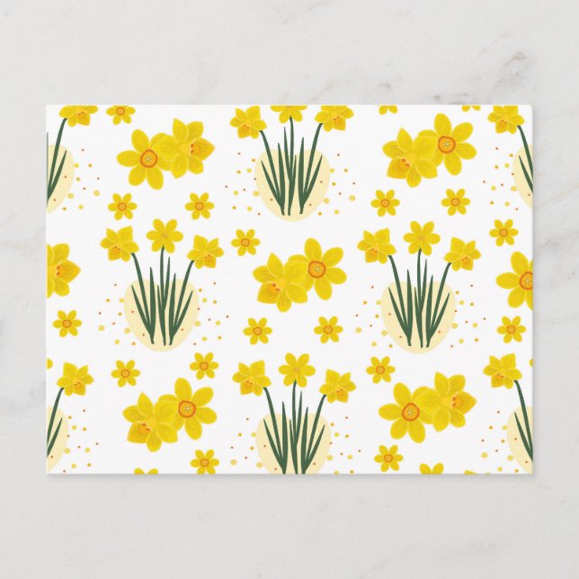 Cartão Postal Daffodils brilhantes, padrão perfeito (Frente)