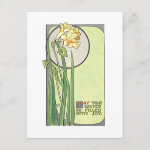 Cartão Postal Daffodils De Páscoa De Estilo Moderno Deco