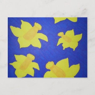 Cartão Postal Daffodils Pop Art Blue