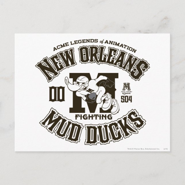 Cartão Postal DAFFY DUCK™ New Orleans Mud Duo Logo 2 (Frente)