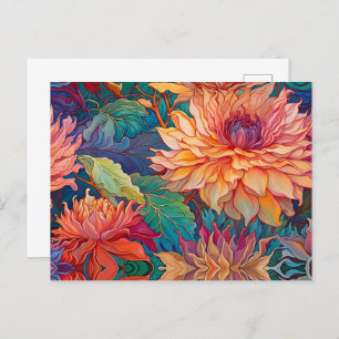 Cartão Postal Dahlia Floral Tapeçaria