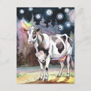 Cartão Postal Dairy Cow Unicorn