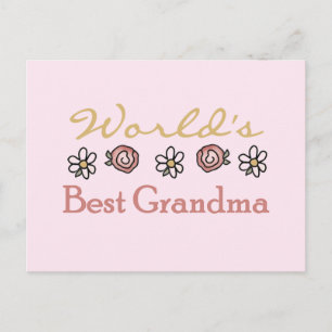 Cartão Postal Daisies e Rosas World Best Grandma
