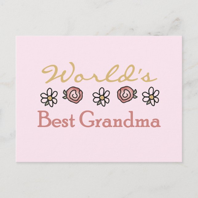 Cartão Postal Daisies e Rosas World Best Grandma (Frente)