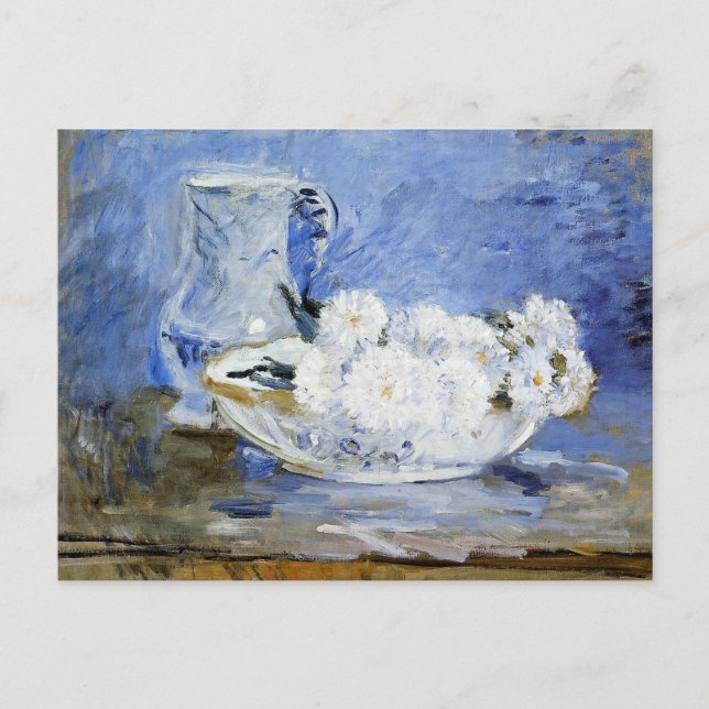 Cartão Postal Daisies, pintura de arte de Berthe Morisot, (Frente)