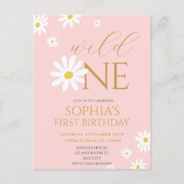 Cartão Postal Daisy Birthday Party Bohmian Wild One 1st Birthday