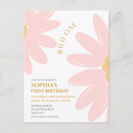 Cartão Postal Daisy Birthday Party Bohmian Wild One 1st Birthday