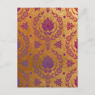 Cartão Postal Daisy Damask, Metal Deslizado em Rose Gold & Roxo