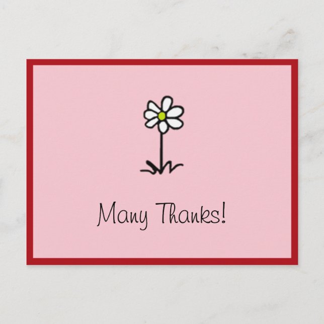 Cartão Postal Daisy do precioso Muitos Obrigados com placa perso (Frente)