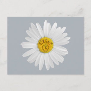 Cartão Postal Daisy Flower For Sister Art Customize Background